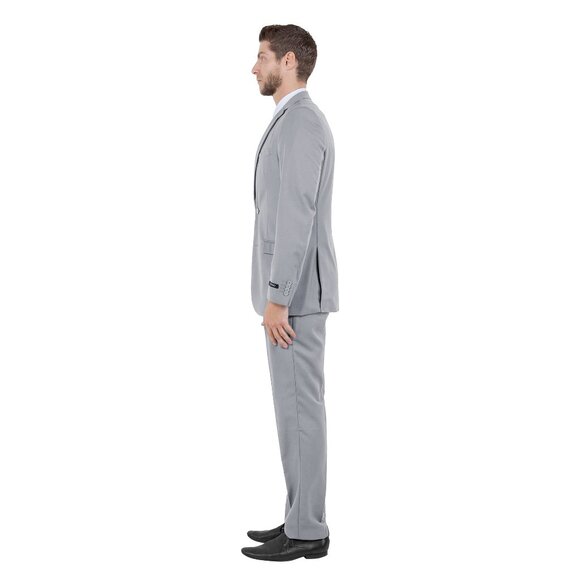 Azzuro's Premium Polyester Slim Fit 2pc Mens Suit, Light Gray - Picture 5 of 5